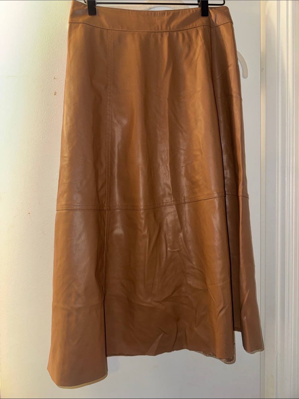 Zara Tan Faux Leather Button-Front Midi Skirt - Picture 4 of 4